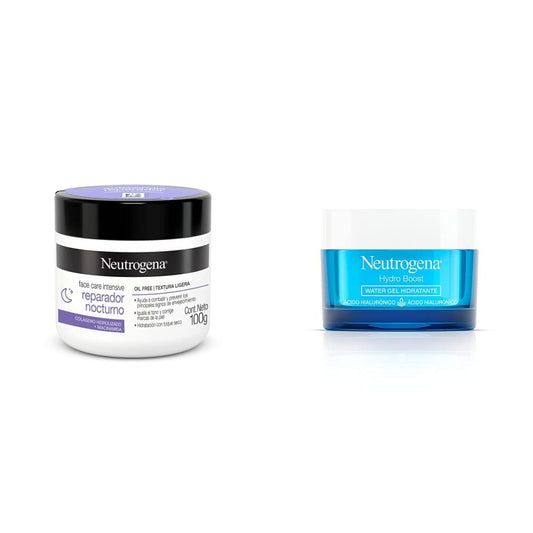Crema Hidratante Facial Reparador Nocturno Neutrogena Face Care Intensive Colageno 100g + Hidratante Facial Hydro Boost Water gel 50 g