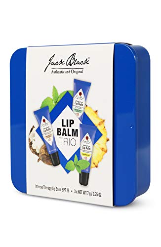 Jack Black Intense Therapy Lip Balm Trio with recyclable, reusable tin, 0.25 fl. oz.