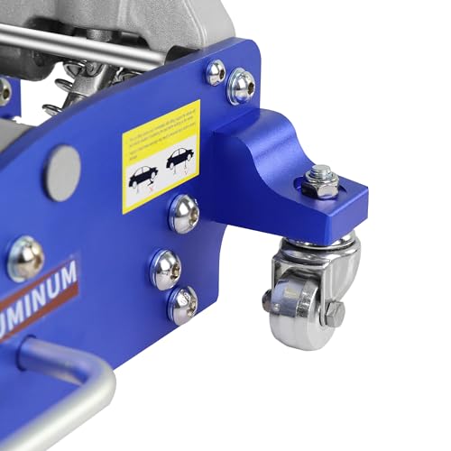 BouPower Gato hidráulico para Piso, hidráulico de Perfil bajo de Aluminio y Acero con Bomba de elevación rápida de Doble pistón, Capacidad de 2.5 toneladas (5 Libras), Color Azul