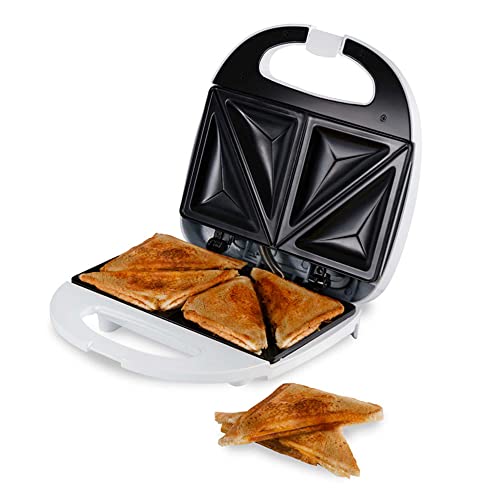 Koblenz Sandwichera Eléctrica Koblenz para 2 Piezas, Placas Anti-Adherentes de Fácil Limpieza, Termostato Automático, Clip de Cierre, Luces Indicadoras, Base Vertical, 750 W (SKM-800 BI)