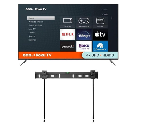 onn Televisión de 50" Serie 4 LED 4K 2160P UHD Smart TV HDR HDMI USB 60Hz Frecuencia de actualización Compatible con Alexa y Google Assistant + Soporte de Pared 100012585 (Reacondicionado)