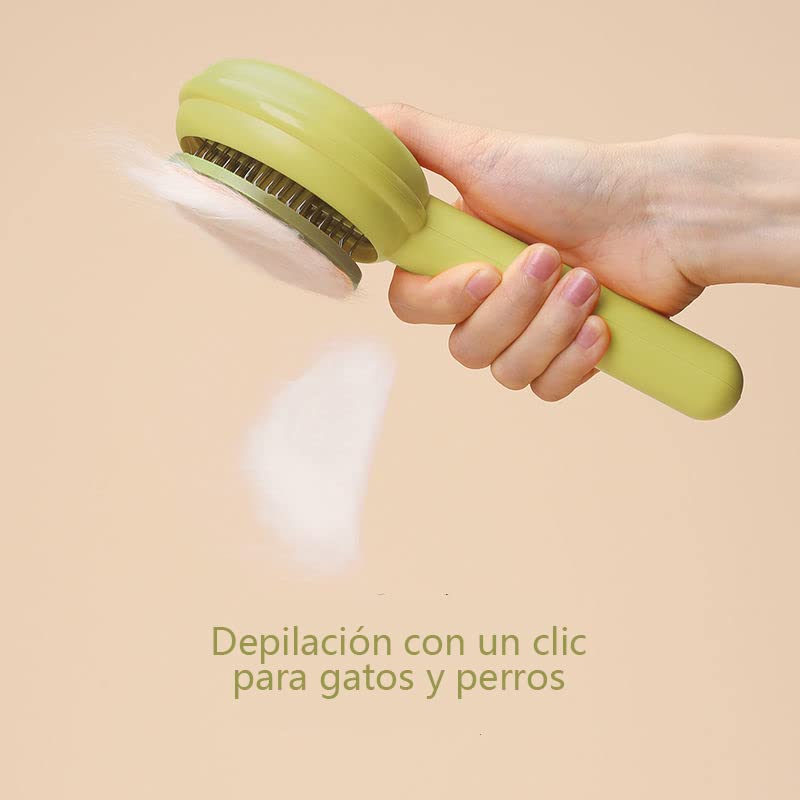 Bauihr Cepillo para Perro y Gato, Autolimpiante Cepillos de Aseo para Mascotas, Cepillo para Gato Quita Pelo con Flexible de Acero Inoxidable y Puntos de Goma para Depilación, Masaje y Peinado de Mascotas
