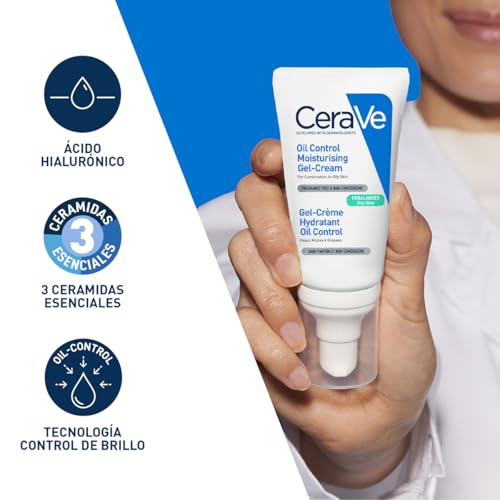 CeraVe Oil Control Gel-Crema Hidratante I Control de Brillo & Hidratación Facial I Formula Ultra-Ligera Para Piel Mixta a Grasa I 52ml