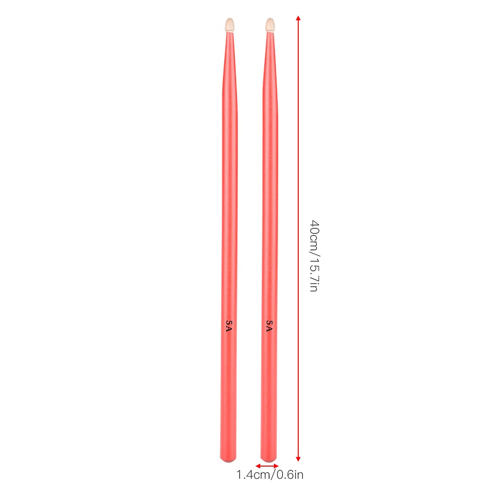 Alomejor Baquetas 5A Baquetas Ligeras Durables Baquetas de Arce Baquetas Accesorios para Instrumentos Musicales para ni?os J¨®Venes(41 * 4 * 2cm-Rojo)