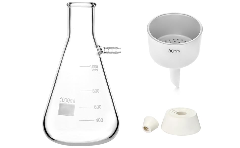 Juego de Embudo QWORK Vidrio Borosilicato 1000 ml 80 mm para Filtrar Paredes