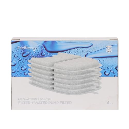 Filtros de Fuente para Gatos Feelneedy Paquete de 6 Blanco con Esponjas de Bomba para Mascotas 4 Litros