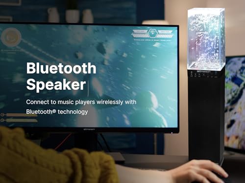 Emerson EHS-2001 Sistema de Altavoces de Torre de luz de Agua con Bluetooth y Radio FM, Altavoz inalámbrico de pie con Fuente de Agua LED, Sonido cristalino, transmisión Bluetooth
