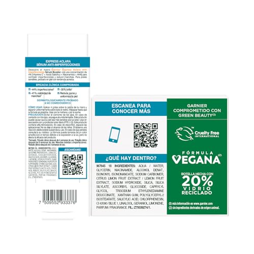 Garnier Skin Active Kit Serum Anti Acne 15ml + Garnier Express Aclara Crema Hidratante Matificante Anti-imperfecciones 50ml