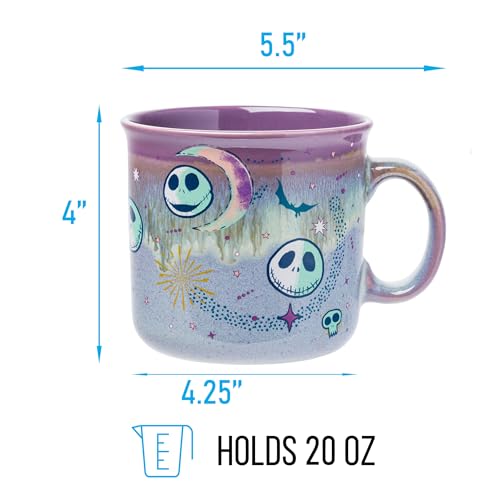 Taza de Cerámica Silver Buffalo Disney Nightmare Before Christmas Jack Skellington Mystic Opulence Reactive Glaze 20 Onzas