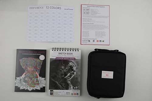 HIFORNY - Juego de 80 lápices de colores para adultos, 72 colores con extras, núcleo suave de artistas, lápices de dibujo, suministros de manualidades para adultos