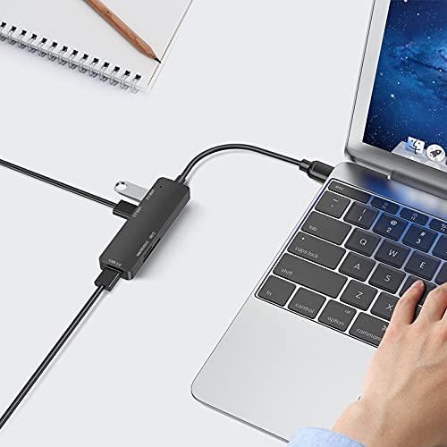 Hub USB 3.0 MORNWELL Negro 5 en 1 Portátil Compatible con Macbook, PC y Consolas