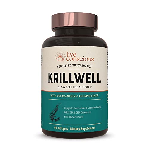 KrillWell - Aceite de krill K-Real probado, sustentable y clínicamente probado, 2 veces más eficaz que el aceite de pescado, suministro de 30 días