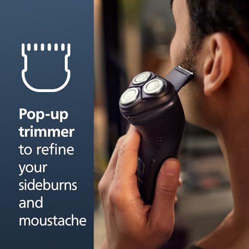 Philips Norelco Shaver 2400, Afeitadora eléctrica inalámbrica recargable con recortadora emergente, X3001/90