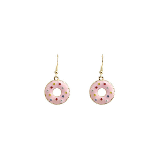 arete colgantes para mujer con forma de postre, helado, cono de helado, rosquilla, té de burbujas Boba, magdalenas, para amantes de la comida, hermosos colores pastel, chapado en oro, con caja de regalo incluida, Zinc, No es una piedra preciosa