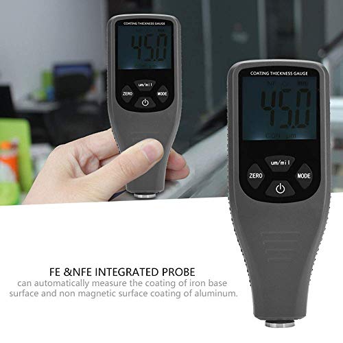 Walfront Probador de Espesor de Recubrimiento RZ240 Medidor de Prueba Automático de Metal Digital Medidor de Pintura de Espesor Portátil con Retroiluminación LCD para Uso Automotriz 0~1500um