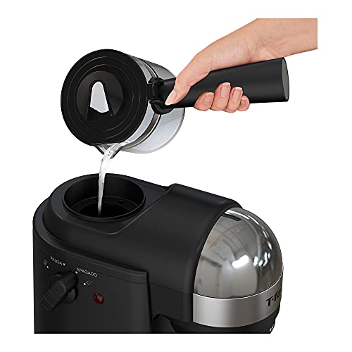 Cafetera T-fal Negra con Boquilla de Vapor y Filtro de Acero Inoxidable