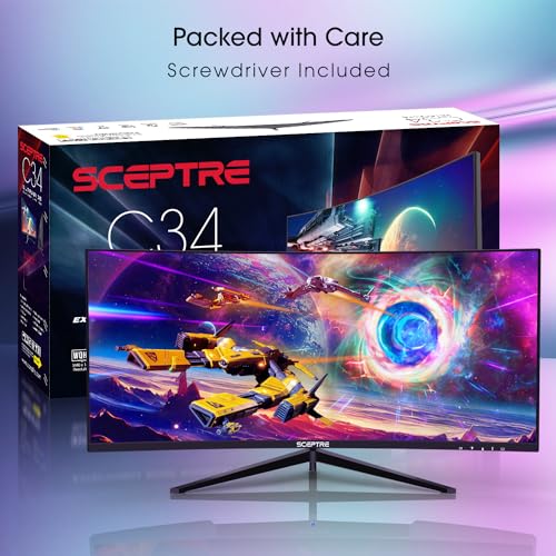 Monitor Gaming Curvo Sceptre 30 Pulgadas Negro Metalizado Pantalla Ultra Ancha hasta 200Hz con Altavoces Integrados