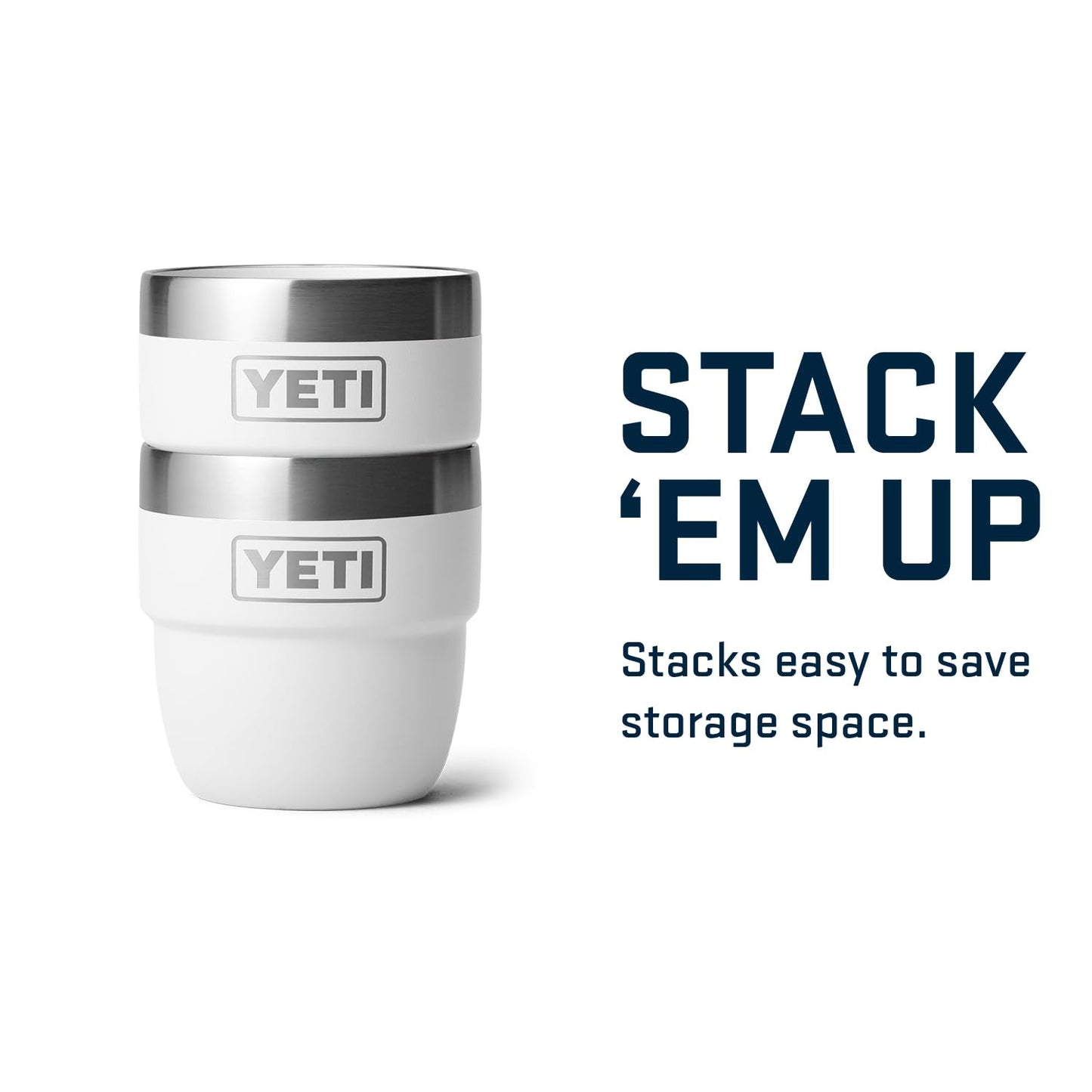 Taza YETI Rambler Blanco de Acero Inoxidable con Aislamiento al Vacío, Paquete de 2
