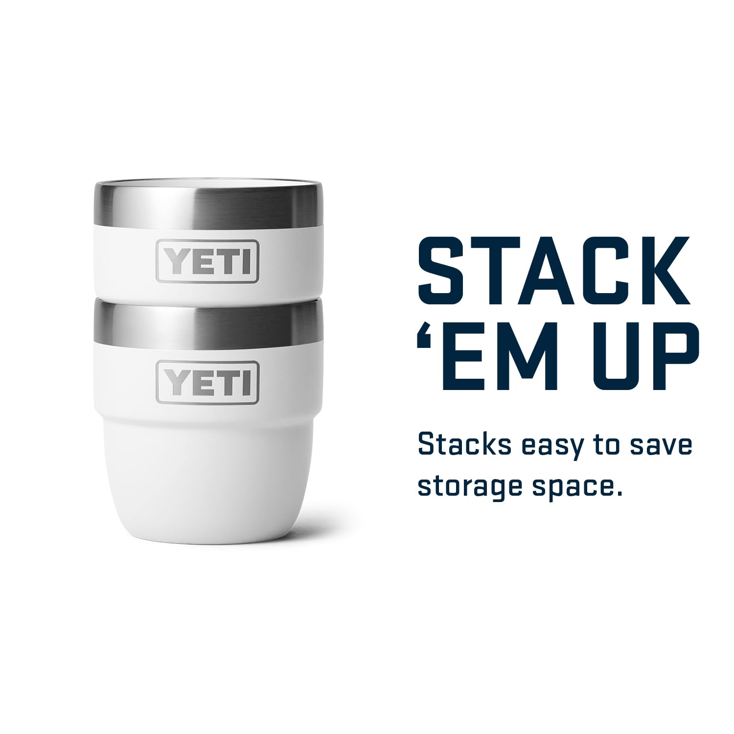 Taza YETI Rambler Blanco de Acero Inoxidable con Aislamiento al Vacío, Paquete de 2