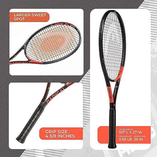 HEAD Ti. Radical Elite - Raqueta de Tenis (27 Pulgadas), Color Gris y Naranja