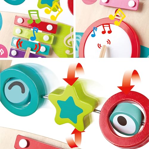 Juguete de Empujar (Arrastre) Caminador de Madera Musical Para Bebes y Niños : Desarrollo Motor y Diversión para Niños Pequeños. E0383
