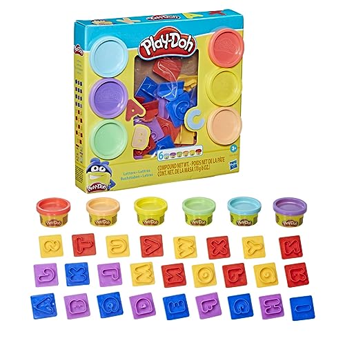 Set de Letras Play-Doh Brillantes con Accesorios y 6 Latas para Niños y Niñas