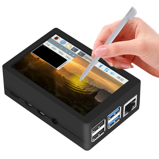 GeeekPi - visualización táctil de 3.5 pulgadas con funda para Raspberry Pi 4, con ventilador y disipadores de calor, visualización LCD TFT de resolución de 320 x 480 para Raspberry Pi 4 Modelo B