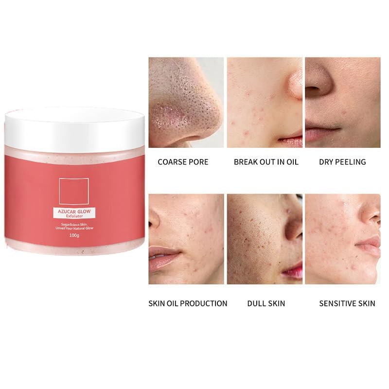 Azúcar Glow Exfoliator, Azucar Glow Exfoliator Sugar Facial Scrub, Sugar Facial Scrub For Smoother Skin, Azúcar Glow Exfoliator Body Scrub for Women, Gently Exfoliates & Moisturizer