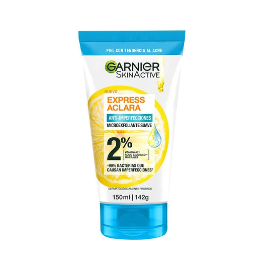 Garnier Express Aclara. Limpiador profundo exfoliante Anti-imperfecciones 150 ml + Sérum Anti-imperfecciones 30 ml + Crema Hidratante Matificante Anti-imperfecciones 50ml