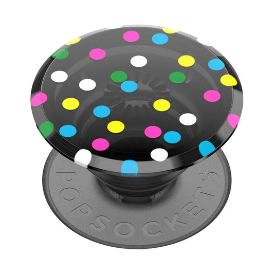 Empuñadura para Teléfono PopSockets Disco Negro con Soporte Expandible Translúcido