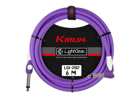 Cable para instrumento Kirlin profesional, 6 metros plug 1/4 escuadra, LGI202 colores (Purpura)