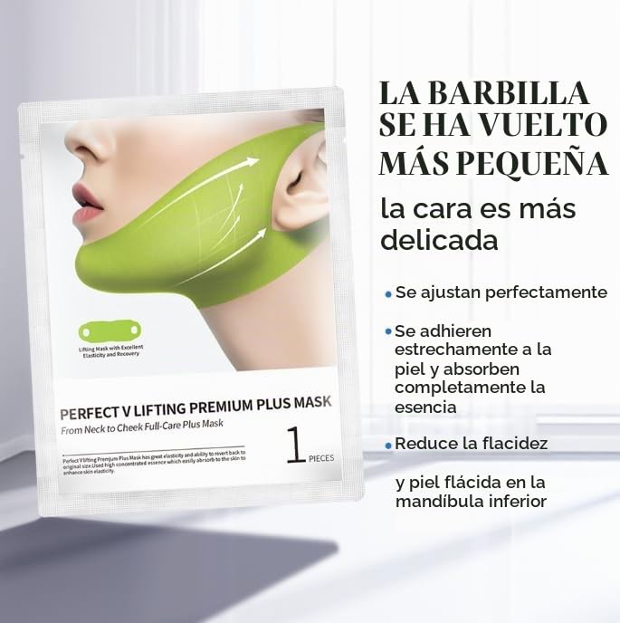 Parche Hidrogel Orejero V‑Line para Papada y Mandíbula, Efecto Frío Reafirmante, Hidratante para Contorno Facial, 4 Piezas