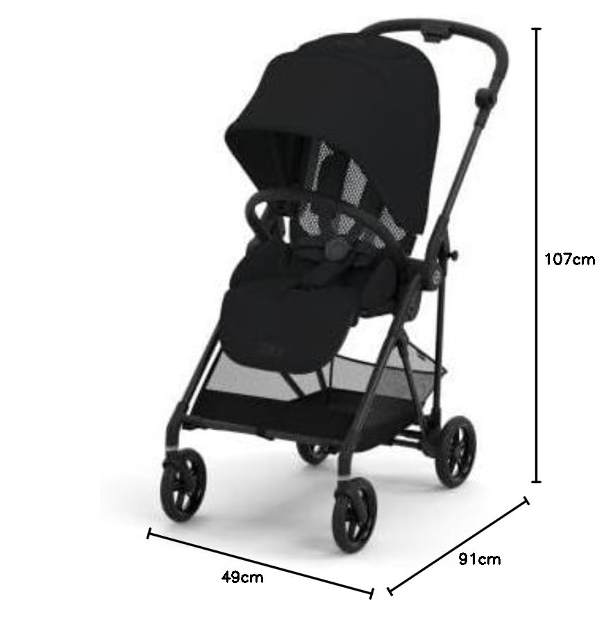 Cybex Melio Carbón Carriola Ultra Ligera, Pesa 5.9 Kg, Luna Negro