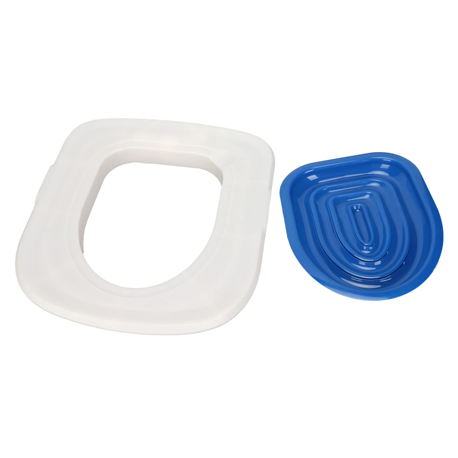 GLOGLOW Kit de Entrenamiento para Inodoro de Gato, Asiento de Orinal de Entrenador de Inodoro Universal para Gato para Inodoro Doméstico (Bandeja Blanca, 1 Soporte Interior Azul)