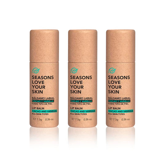 Bálsamo Labial Humectante Seasons Love Your Skin Vainilla Cacao Pack 3
