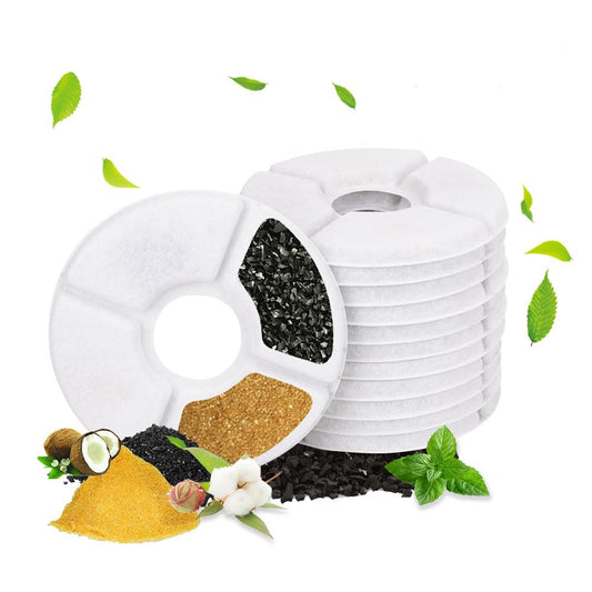 AUTOWT Filtros de Fuente de Agua Para Gatos, Paquete de 12 Filtros Redondos de Repuesto para Fuente de Gato, para Dispensador de Bebidas con Resina y Cartuchos de Filtros de Agua Purificados de Carbón Activado Ideal para Gato y Perro