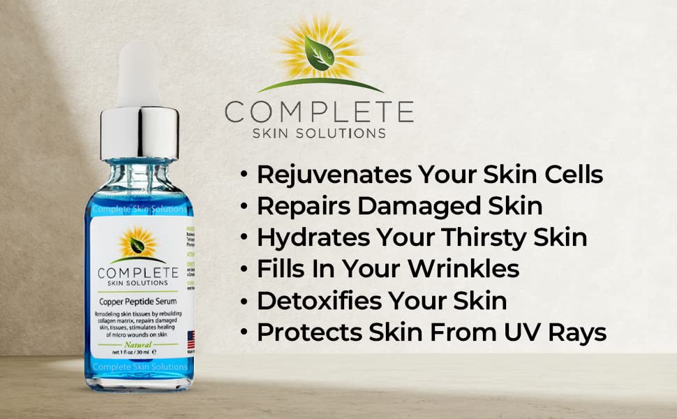 Copper Peptide Face Serum Collagen - With Anti Aging Skin Solutions Properties:1oz/30ml Anti-Wrinkle Formula For Youthful Skin-Promotes Collagen Production And Cell Rejuvenationâ€"Heals Micro Wounds