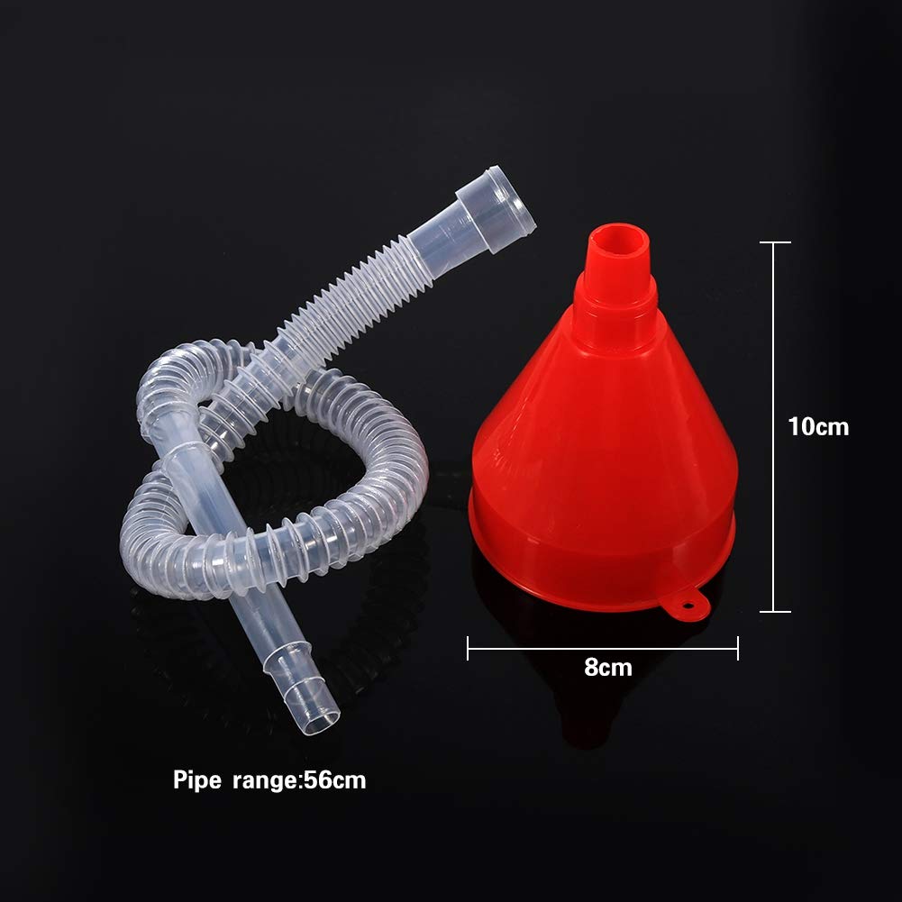 Embudo de Aceite Flexible de Plástico para Coche con Boquilla Grande y Manguera