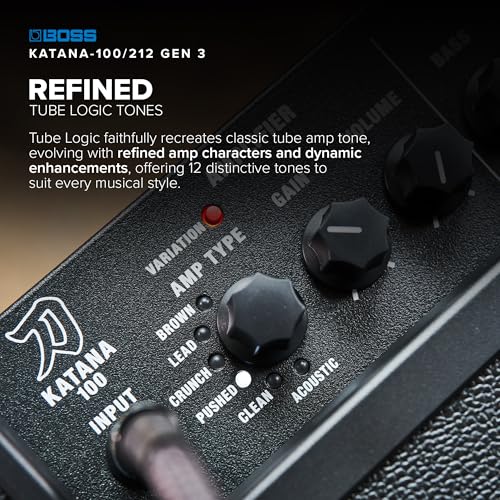 BOSS Katana-100/212 Gen 3 Amplificador de Guitarra | Potente Amplificador Combinado de 100 vatios | Dos Altavoces Personalizados de 12 Pulgadas | Sonidos lógicos de Tubo evolucionados | Caracteres de