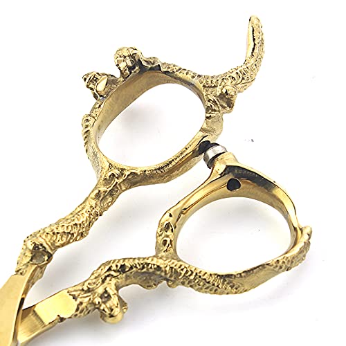 Tijeras profesionales de salón de 15,24 cm / 7 pulgadas, peluquería para corte de pelo, herramientas de poda, Japón 440c, acero inoxidable de alta dureza, dorado (dorado)