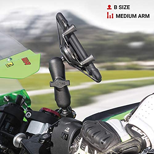 Soporte para Teléfono RAM Mounts Negro X-Grip con Doble Brazo Compuesto Mediano Compatible con Bola RAM B 1 Pulgada