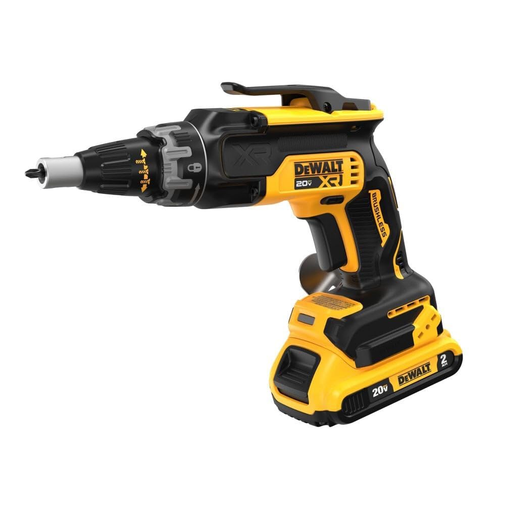 DEWALT - Destornillador para paneles de yeso máximo de 20 V con (2) baterías de 2 Ah y cargador (DCF630D2)