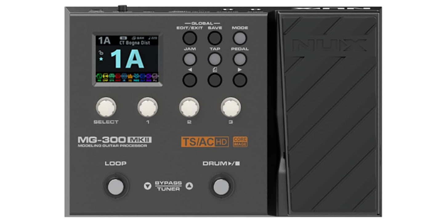 Pedal Multiefectos NUX MG-300 MKII Negro con Soporte IR y Tonos Personalizables