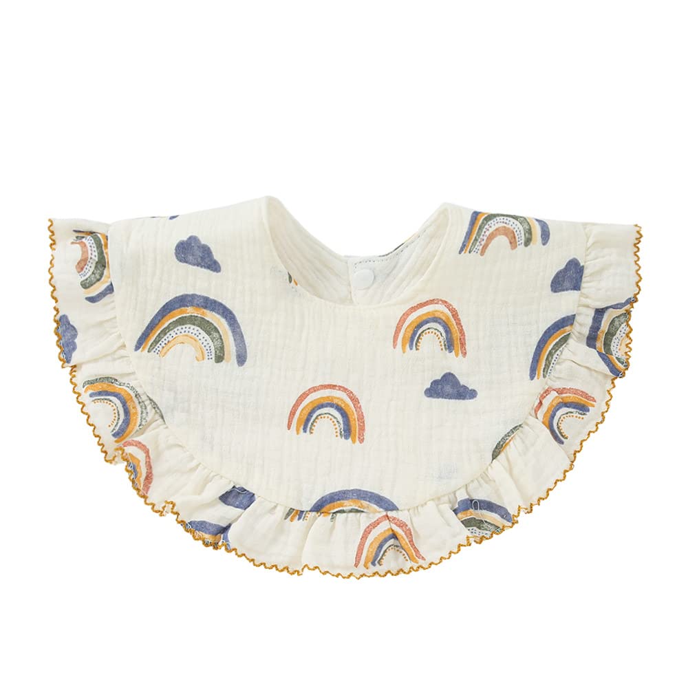 Nishine 4 baberos unisex de muselina para bebé, baberos giratorios de algodón de 360 grados, para dentición, alimentación y baberos para niño y niña, Conjunto Amarillo, One Size Arco Iris