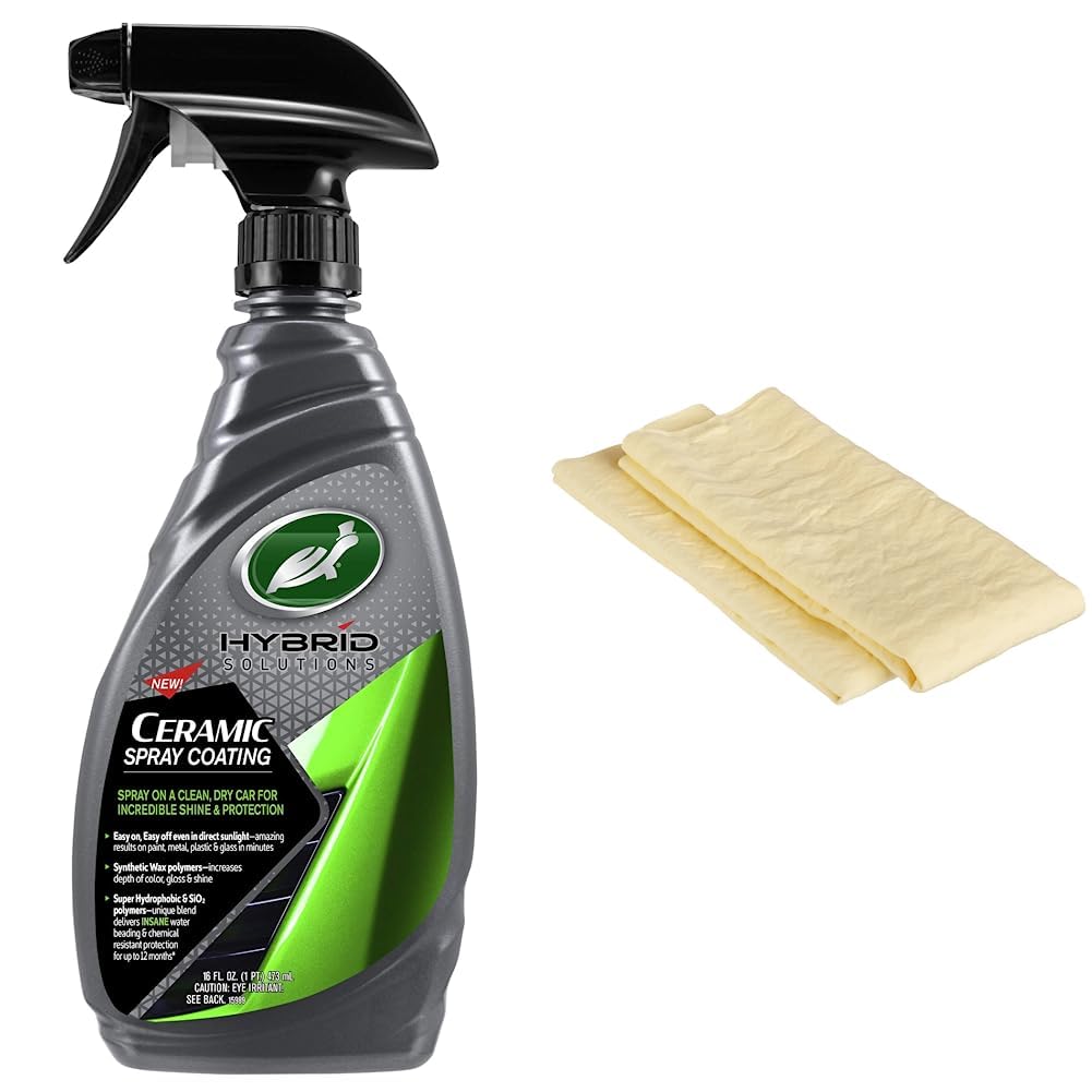 Revestimiento Tipo Cerámica en Spray Turtle Wax 53409 con Gamuza de Secado Amazon Basics Paquete de 2