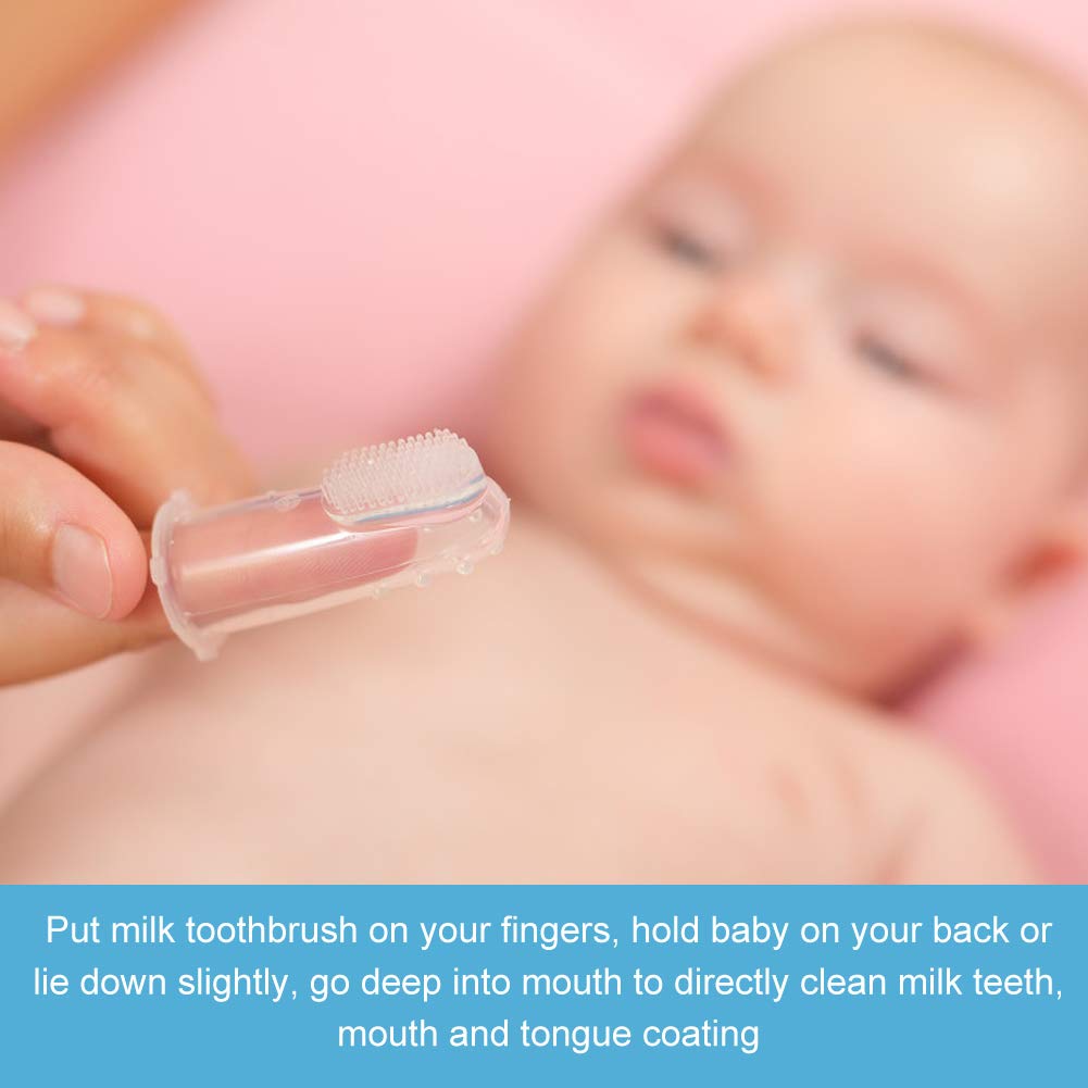 Cepillo de dientes para dedos de bebé de 10 piezas, cepillo de goma para bebés recién nacidos, masajeador de silicona suave, cuidado bucal, limpieza(Transparente)