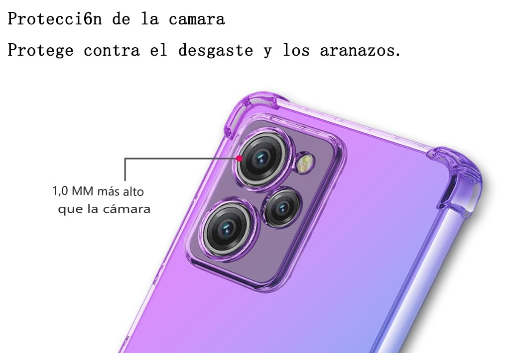 DABUNA Funda para Xiaomi Mi Poco X5 Pro 5G Case Uso Rudo,Transparente Colores Degradados Protectora de Cámara Anticaída Carcasa Bumper(Púrpura Azul)