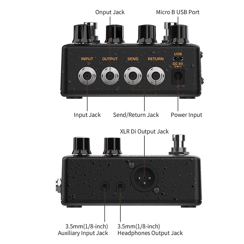 Pedal de Efectos NUX Verdugo Series Verde con Simulador de Guitarra Acústica y Preamplificador