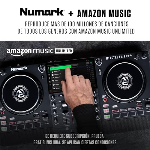 Controlador DJ Numark Mixstream Pro+ en Negro con Pantalla Táctil de 7 Pulgadas y Streaming por Wifi