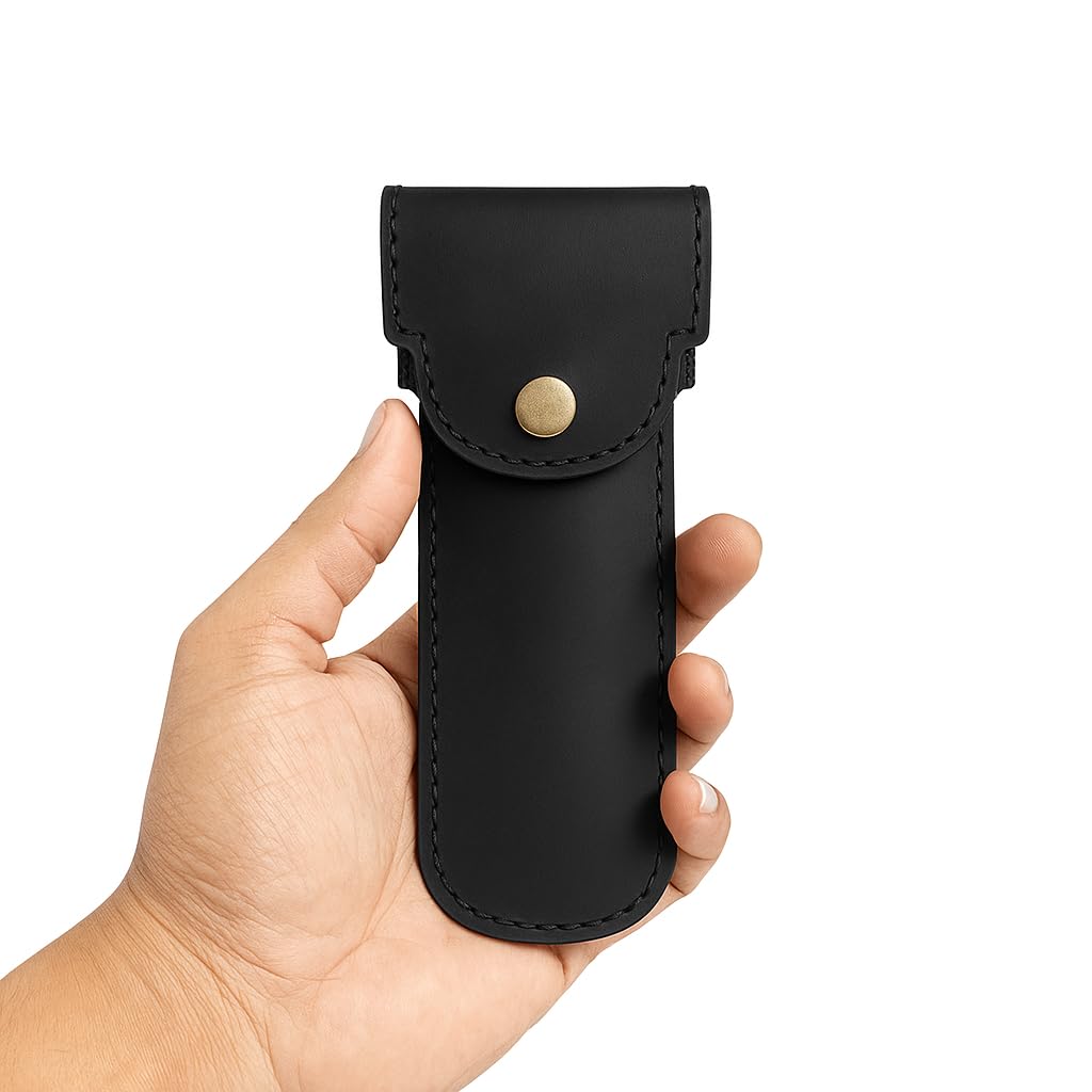 PavinCrafter Funda de piel flor para maquinilla de afeitar | Estuche de doble filo | Funda protectora para maquinilla de afeitar de seguridad, hecha a mano, para viaje y almacenamiento | Accesorio de
